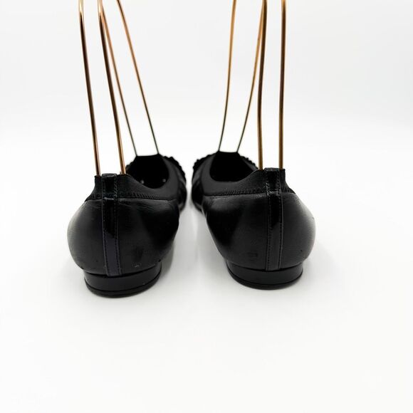 Chanel CC Cap Toe Ballet Flats Black Leather EU 37 US 6-6.5 - Picture 7 of 15